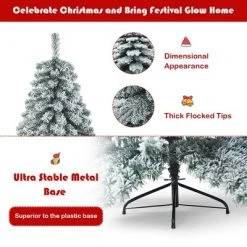 Costway 6Ft Snow Flocked Artificial Christmas Tree PVC Hinged Alaskan Pine Tree Holiday -Outlet Xmas Decor Tree Store GUEST 29a29998 4788 4fa4 b659 8038270a3bed