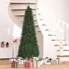 HOMCOM 8 Foot Pine Artificial Christmas Tree, Slim Pencil Xmas Tree with 952 Realistic Branches, Steel Base, Auto Open, Green