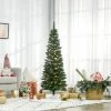 HOMCOM 5' Tall Pre-Lit Slim Noble Fir Artificial Christmas Tree with Realistic Branches, 110 Warm White LED Lights and 294 Tips, Green