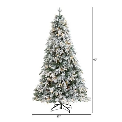 5ft Nearly Natural Pre-Lit LED Flocked Vermont Mixed Pine Artificial Christmas Tree Clear Lights 3 5ft Nearly Natural Pre-Lit LED Flocked Vermont Mixed Pine Artificial Christmas Tree Clear Lights