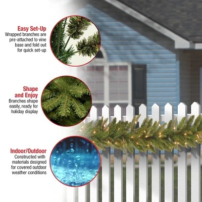 National Tree Company Pre-Lit 'Feel Real' Artificial Christmas Garland, Green, Frasier Grande, White Lights, Plug In, Christmas Collection, 9 Feet 5 National Tree Company Pre-Lit 'Feel Real' Artificial Christmas Garland, Green, Frasier Grande, White Lights, Plug In, Christmas Collection, 9 Feet - Image 3