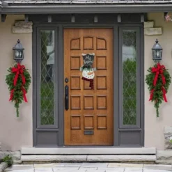 Northlight 30" Prelit Red Pine Artificial Christmas Teardrop Swag - Clear Lights