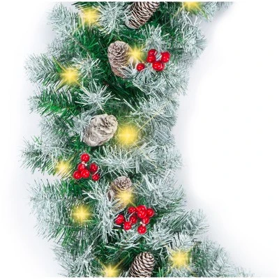 Best Choice Products 9ft Pre-Lit Pre-Decorated Garland w/ PVC Branch Tips, 50 Lights, Pine Cones, Berries 10 Best Choice Products 9ft Pre-Lit Pre-Decorated Garland w/ PVC Branch Tips, 50 Lights, Pine Cones, Berries - Image 8