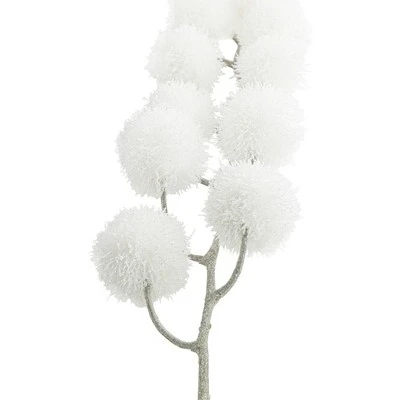 Northlight 24" White Glittered Pom Pom Artificial Christmas Spray 3 Northlight 24" White Glittered Pom Pom Artificial Christmas Spray