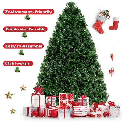 Costway Pre-Lit Fiber Optic Artificial PVC Christmas Tree Metal 4Ft 4 Costway Pre-Lit Fiber Optic Artificial PVC Christmas Tree Metal 4Ft - Image 2