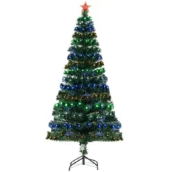 HOMCOM Fiber Optic Artificial Fir Christmas Tree, LED Pre-Lit Holiday Decoration with Lights and Branch Tips -Outlet Xmas Decor Tree Store GUEST 2bc577d8 3720 44d9 a17b 23665dde9f72