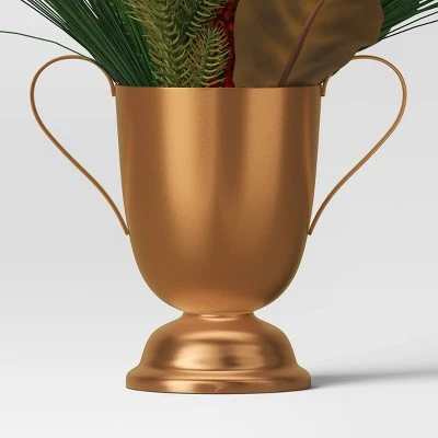 16" Mixed Greenery with Red Berries Christmas Artificial Plant in Bronze Vase - Wondershop™ 5 16" Mixed Greenery with Red Berries Christmas Artificial Plant in Bronze Vase - Wondershop™ - Image 3