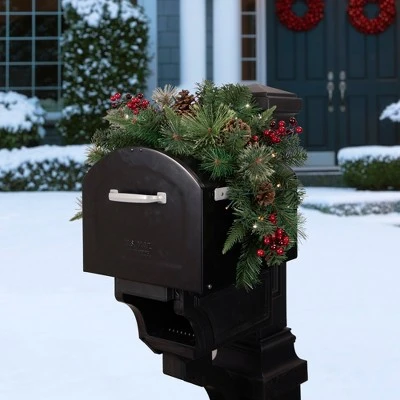 Northlight 36" Pre-lit Decorated Pine Cone and Berries Artificial Christmas Mailbox Swag 3 Northlight 36" Pre-lit Decorated Pine Cone and Berries Artificial Christmas Mailbox Swag