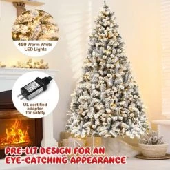 Costway Prelit 7.5ft Christmas Tree Flocked Xmas Snowy Tree 450 LED Lights -Outlet Xmas Decor Tree Store GUEST 2c943e4a 58a2 497f 8fe8 3281e09668ea