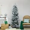 HOMCOM Artificial Christmas Tree Holiday Decoration with Snow Flocked Branches, Auto Open, Steel Base