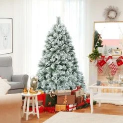 Tangkula Snow Flocked Artificial Christmas Tree Hinged Decoration Pine Tree -Outlet Xmas Decor Tree Store GUEST 2ced00ef 941e 42e7 8ab5 8f873c5519b5