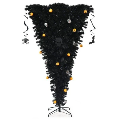 Tangkula Black Upside Down Artificial Christmas Tree Pre-lit Halloween Tree Faux-Pine Christmas Tree w/ Purple LED lights 12 Tangkula Black Upside Down Artificial Christmas Tree Pre-lit Halloween Tree Faux-Pine Christmas Tree w/ Purple LED lights - Image 10