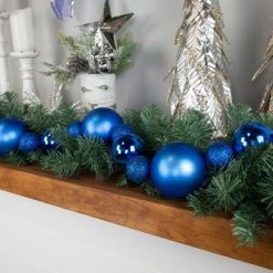 Northlight 6' Blue Shatterproof Ball 3-Finish Christmas Garland -Outlet Xmas Decor Tree Store GUEST 2d129dc5 43e4 41d4 bb39 56831b4c8b7d