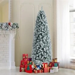 Yaheetech Flocked Pencil Artificial Christmas Tree Snow Frosted Christmas Tree, Green -Outlet Xmas Decor Tree Store GUEST 2d63e2da 8afd 4547 aae5 cdb76037b567