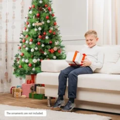 Tangkula 6ft Pre-lit Christmas Tree Artificial Christmas Pine Tree w/ 350 LED Lights & 814 Branch Tips -Outlet Xmas Decor Tree Store GUEST 2de764a4 16d4 407b 980c 3e867a5b302c