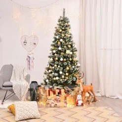 Tangkula Unlit Snow Flocked Artificial Christmas Tree Hinged Pine Decoration Tree -Outlet Xmas Decor Tree Store GUEST 2eb899f8 5e5a 416b 8967 b6a78bd4a6b2