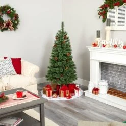 Nearly Natural Pre-Lit LED White Mountain Pine Artificial Christmas Tree with Pinecones Clear Lights -Outlet Xmas Decor Tree Store GUEST 2f95623d 640f 4ae4 9471 f057577a4bcb