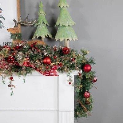 Northlight 6' x 9" Prelit Country Mixed Pine Artificial Christmas Swag - Clear Lights 3 Northlight 6' x 9" Prelit Country Mixed Pine Artificial Christmas Swag - Clear Lights