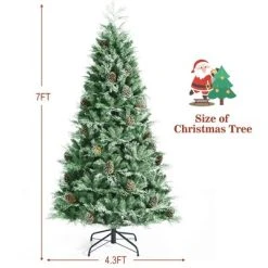 Costway 6ft7ft8ft Snow Flocked Artificial Christmas Tree w/ 71516511139 Glitter PE & PVC Tips