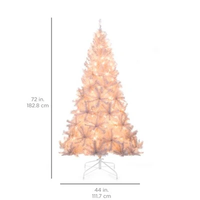 Best Choice Products Pre-Lit Premium Hinged White Artificial Christmas Pine Tree w/ Lights, Stand, PVC Branch Tips 8 Best Choice Products Pre-Lit Premium Hinged White Artificial Christmas Pine Tree w/ Lights, Stand, PVC Branch Tips - Image 6