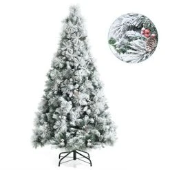 Costway 6ft Artificial Christmas Tree, Snow Flocked Hinged Xmas Tree w/ Pine Needles, Red Berries, Pine Cones & Metal Base 14 Costway 6ft Artificial Christmas Tree, Snow Flocked Hinged Xmas Tree w/ Pine Needles, Red Berries, Pine Cones & Metal Base -Outlet Xmas Decor Tree Store GUEST 323ede94 6d05 41b7 8fea 45cbbba2c512