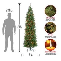 National Tree Company 7.5 ft Artificial Pre-Lit Slim Christmas Tree, Green, Kingswood Fir, Multicolor Lights, Includes Stand -Outlet Xmas Decor Tree Store GUEST 3242bcdd d199 4b2d 9310 7f760bede593