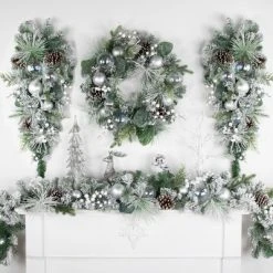 Northlight 6' Flocked Pine Artificial Christmas Garland with Iridescent Ornaments, Unlit -Outlet Xmas Decor Tree Store GUEST 32759945 5cff 44c1 885d 5a61da7ebdc6