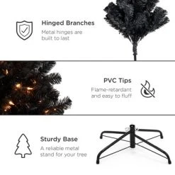 Best Choice Products Pre-Lit Black Christmas Tree, Artificial Holiday Decoration w/ Branch Tips, Incandescent Lights -Outlet Xmas Decor Tree Store GUEST 32a8705f 6cbe 43a9 a40c f1900ede0dc5