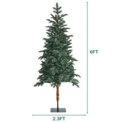 Costway 6ft Pre-Lit Artificial Hinged Pencil Christmas Tree w/250 Lights and Metal Stand -Outlet Xmas Decor Tree Store GUEST 33353908 7f2a 40c1 a99f b729444eb4ec