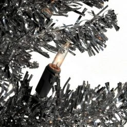 National Tree Company 4ft National Christmas Tree Company Black Tinsel Artificial Pencil Christmas Tree 70ct Clear