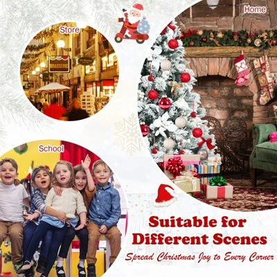 Tangkula Artificial Snow Flocked Christmas Tree 6FT Hinged Christmas Tree W/ 631 Branch Tips 5 Tangkula Artificial Snow Flocked Christmas Tree 6FT Hinged Christmas Tree W/ 631 Branch Tips - Image 3