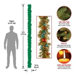 National Tree Company Pre-Lit Artificial Christmas Garland, Green, Evergreen, With Berry Clusters, Ribbon, Ball Ornaments, Plug In,9 Feet -Outlet Xmas Decor Tree Store GUEST 33b3a225 edb1 4294 a5a2 60cd39fd5e58