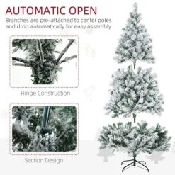HOMCOM Prelit Artificial Christmas Tree Holiday Decoration with Snow-flocked Branches, Warm White or Colorful LED Lights -Outlet Xmas Decor Tree Store GUEST 33f50678 afda 490a a801 6a5a8a8a9f15