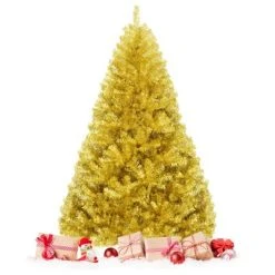 Tangkula Artificial Tinsel Christmas Tree Hinged Decoration Tree Champagne Gold -Outlet Xmas Decor Tree Store GUEST 343473ed df1a 467e 9174 0b32ced6b568