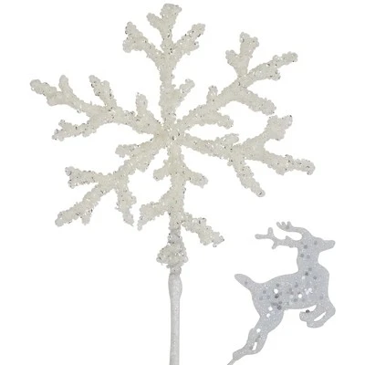 Northlight 28.5" Glittered White Snowflake and Reindeer Christmas Spray 5 Northlight 28.5" Glittered White Snowflake and Reindeer Christmas Spray - Image 3