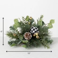 Sullivans Flocked Plaid Pine Orb Decorative Filler 6"H Green -Outlet Xmas Decor Tree Store GUEST 351c828d d358 4b97 9158 45a2fb455490