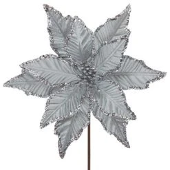 Northlight 25" Glittered Silver Poinsettia Christmas Stem Spray -Outlet Xmas Decor Tree Store GUEST 3537643c 53c5 45da 85eb 46d515f5fb55