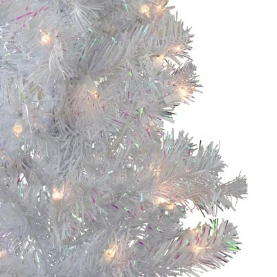 Northlight 4' Pre-lit White Iridescent Pine Artificial Christmas Tree - Clear Lights 3 Northlight 4' Pre-lit White Iridescent Pine Artificial Christmas Tree - Clear Lights