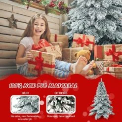 Tangkula Snow Flocked Artificial Christmas Tree Hinged Alaskan Pine Decoration Tree -Outlet Xmas Decor Tree Store GUEST 35ae749a 11c7 4b95 a48f 5ea47e8579b1