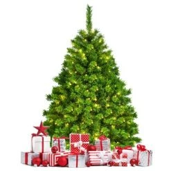 Tangkula Artificial Pre-Lit Christmas Tree, Green Flocked Christmas Hinged Tree w/ Branch Tips & Warm LED lights 17 Tangkula Artificial Pre-Lit Christmas Tree, Green Flocked Christmas Hinged Tree w/ Branch Tips & Warm LED lights -Outlet Xmas Decor Tree Store GUEST 35c5970c d47c 42f7 b32e 9eb08c27120a