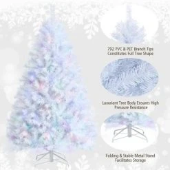 Costway 6ft White Iridescent Tinsel Artificial Christmas Tree w/ 792 Branch Tips -Outlet Xmas Decor Tree Store GUEST 35df3811 539c 4a74 be88 a567339e046e