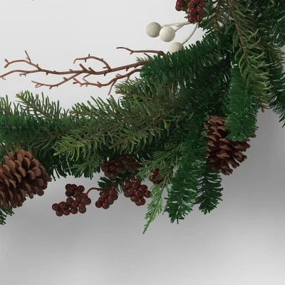 6' Mixed Greenery with Pinecones & White Berries Artificial Christmas Garland Green - Wondershop™ 4 6' Mixed Greenery with Pinecones & White Berries Artificial Christmas Garland Green - Wondershop™ - Image 2