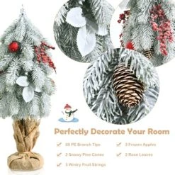 Tangkula 19" Mini Snow Flocked Xmas Tree Tabletop Artificial Christmas Tree w/ 59 Tips Burlap Cement Sand -Outlet Xmas Decor Tree Store GUEST 3644375a 6dca 4d0e b8b9 2a354e1a4ef4