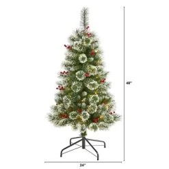 4ft Nearly Natural Pre-Lit LED Frosted Swiss Pine Artificial Christmas Tree Clear Lights