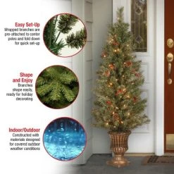 National Tree Company 4 ft Pre-Lit Artificial Mini Christmas Tree, Green, Crestwood Spruce, White Lights with Pine Cones, Berry Clusters, Frosted -Outlet Xmas Decor Tree Store GUEST 36d9eeaa 2a95 4852 aff2 48febd021ce5