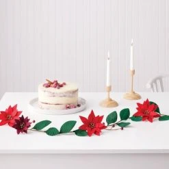 6' Fabric Poinsettia Flower Decorative Christmas Garland Red - Wondershop™