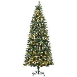 HOMCOM Skinny Prelit Artificial Christmas Tree Holiday Decoration with Snow-dipped Branches, Warm White LED Lights, Auto Open, Green 14 HOMCOM Skinny Prelit Artificial Christmas Tree Holiday Decoration with Snow-dipped Branches, Warm White LED Lights, Auto Open, Green -Outlet Xmas Decor Tree Store GUEST 397c9d02 b950 46ca 9470 fbcc72909baf