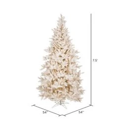 Vickerman 7.5' Flocked Vintage Fir Artificial Christmas Tree, Warm White LED Lights