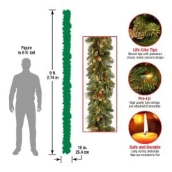 National Tree Company 9 ft. Carolina Pine Garland with Battery Operated LED Lights -Outlet Xmas Decor Tree Store GUEST 39a51aa2 e51a 493e 930f 3f6d644e4f20