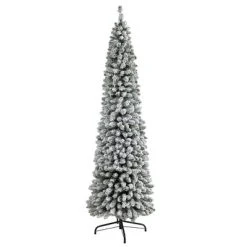 Nearly Natural 7’ Flocked Pencil Artificial Christmas Tree